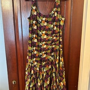 Jones New York Purple and Green Floral Maxi Dress